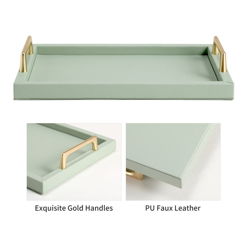 MATILDA Eco-leather tray with gold details