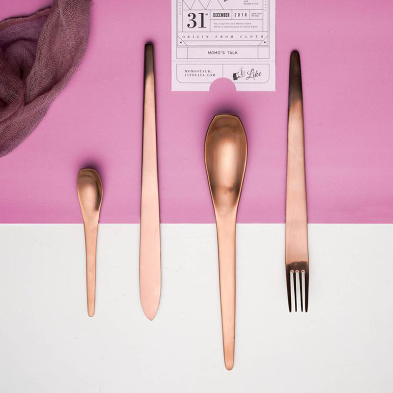 LIMITED EDITION | MIKA Set 4 pz posate design in oro rosa - The Trophy Wife