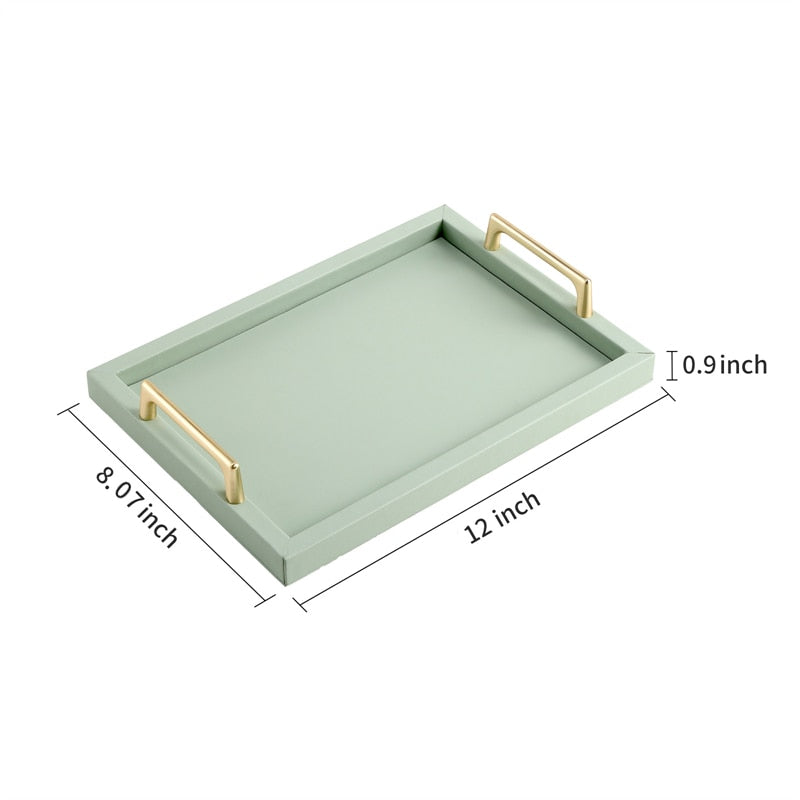 MATILDA Eco-leather tray with gold details