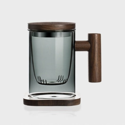 PALEO Tazza in vetro fumé con filtro e manico in legno - The Trophy Wife