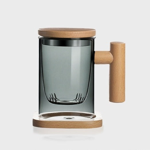 PALEO Tazza in vetro fumé con filtro e manico in legno - The Trophy Wife